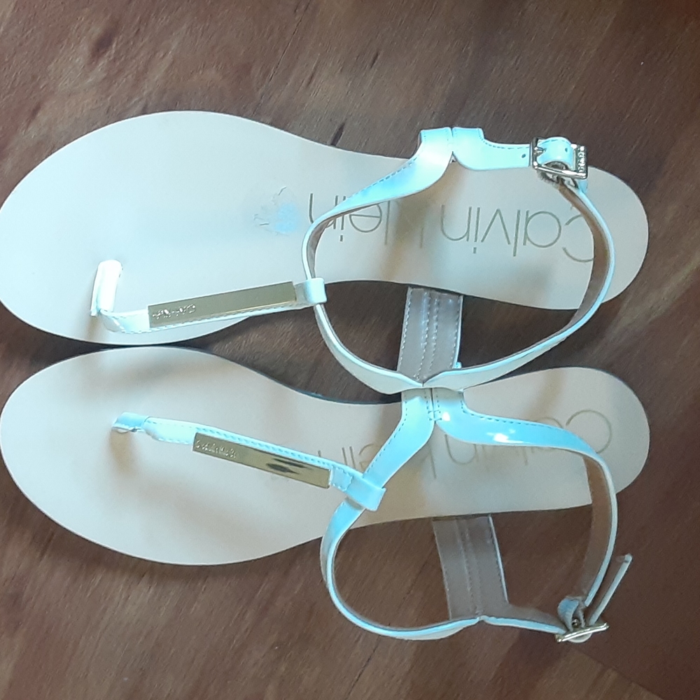 Calvin Klein White/Gold Sandals
